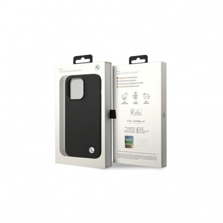 BMW BMW Silicone Metal Logo iPhone 15 Pro Max Case - Black