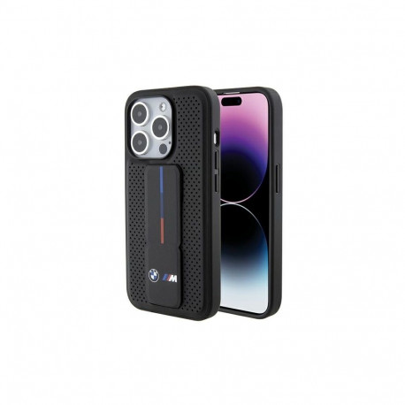 BMW BMW Grip Stand Smooth & Perforated case for iPhone 15 Pro - black