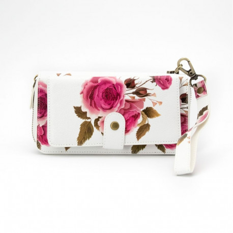 Evelatus wallet Universal Zipper Design Flower, white