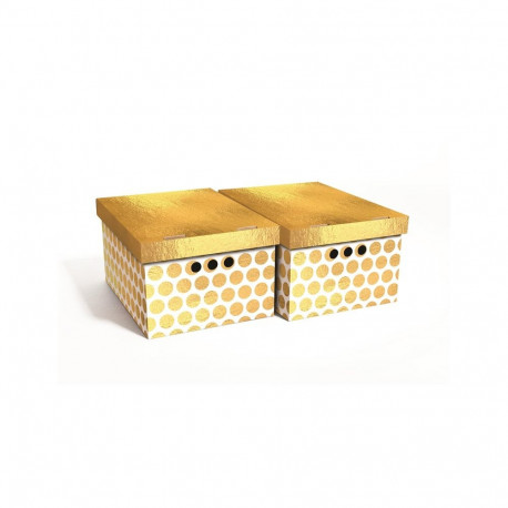 FOLDABLE CART BOX33X25X18CM 2 GOLD DOTS