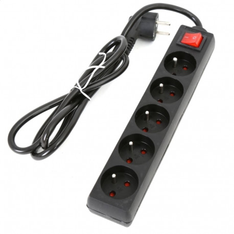 FIESTA POWER STRIP 1,5M 10A 5 SOCKETS TYPE E FRENCH BLACK[42042]