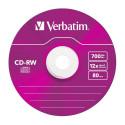 1x5 Verbatim CD-RW 80 / 700MB 10x kiirus, värviline, õhuke