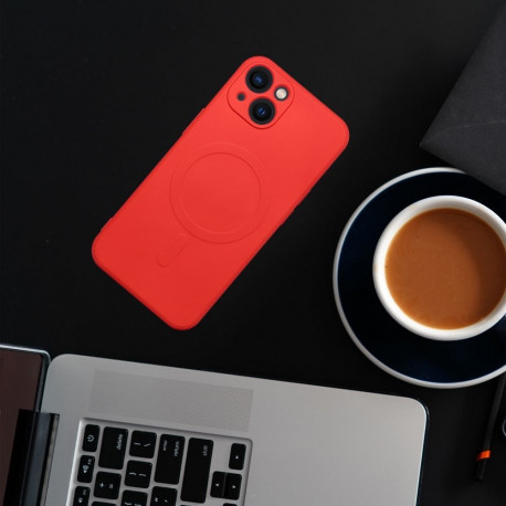 Case for Samsung A17 / A18 Silicone Mag Cover compatible with MagSafe (camera protection) red
