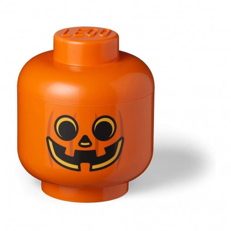 LEGO Storage Head "Kürbis", groß (orange/schwarz)