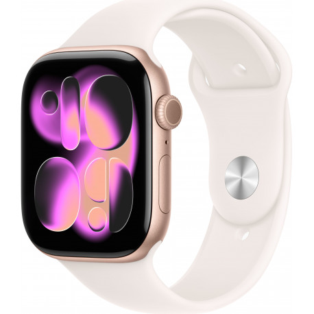 Apple Watch 11 GPS 46mm Sport Band S/M, rose gold/light blush (MEV64ET/A)