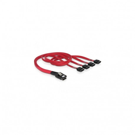 adapterkaabel mini SAS 36 Pin (SFF 8087) > 4x SATA 50cm, punane
