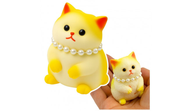 Gniotek Sensoryczny Miękki Kotek Z Perłami Biało-Żółty 7,5cm