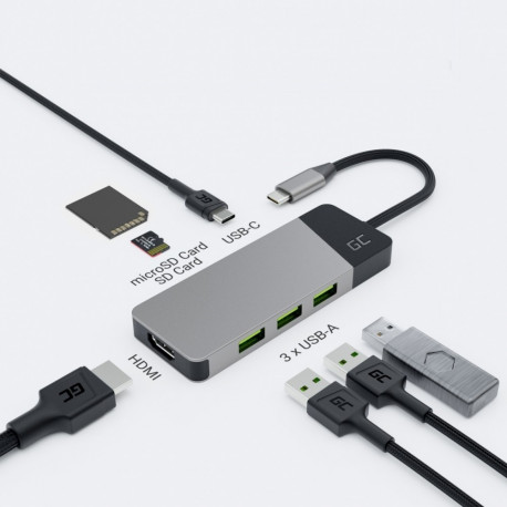 5-in-1 USB-C Hub Adapter: 4K @ 60Hz HDMI, 3x USB 3.1 Ports, 85W PD Charging
