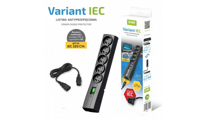 The EVER VARIANT IEC 1.5m is a specialized power strip (surge protector) designed p