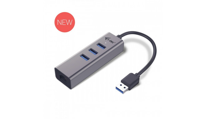USB 3.0 Metal 3 Port HUB with Gigabit Ethernet Adapter