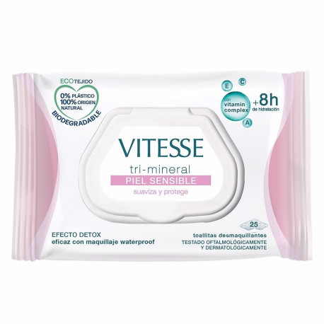 VITESSE TRI-MINERAL PIEL SENSIBLE toallitas desmaquillantes 25 u