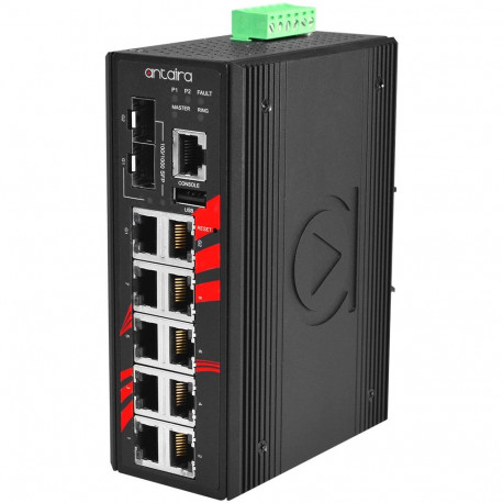 12-port Managed Industrial Ethernet Switch  (8x10/100 BaseTx + 2x10/100/1000 RJ45 + 2x100/1000 SFP),