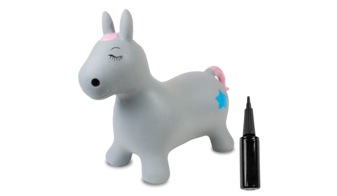 Skoczek gumowy dla dzieci PONY 60 cm szary do skakania z pompką