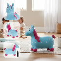 Skoczek gumowy dla dzieci JEDNOROŻEC 60 cm niebieski & róż do skakania z pompką