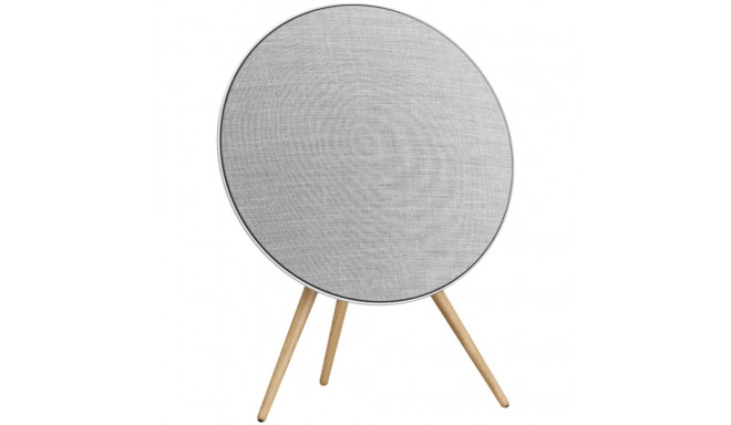 Beosound A9 5th Gen Speaker Natural Alu (Back Grey Mist/Cover Kvadrat Light Grey/Legs Oak)
