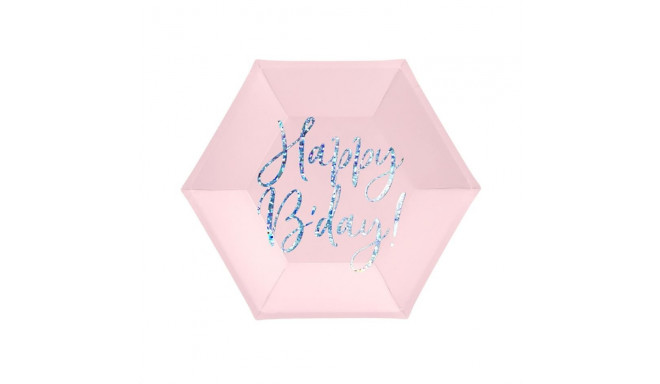 PartyDeco taldrik papist 20 cm, 6 tk, Happy Birthday