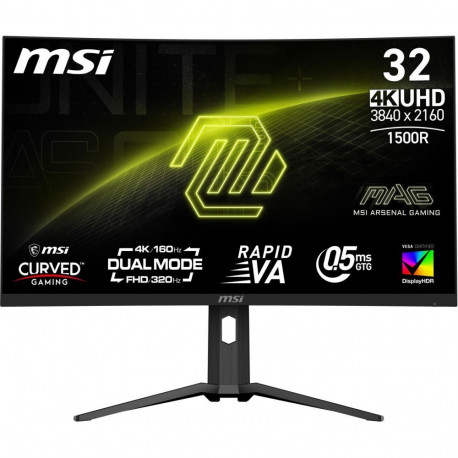 MSI LCD Monitor||MAG 321CUPDF|31.5"|Gaming/Curved/4K|Panel VA|3840x2160|16:9|160 Hz|0.5 ms|MAG321CUP