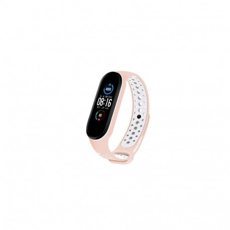iLike Silicone Wristband Strap for Xiaomi Mi Band 5 Dots Pink White