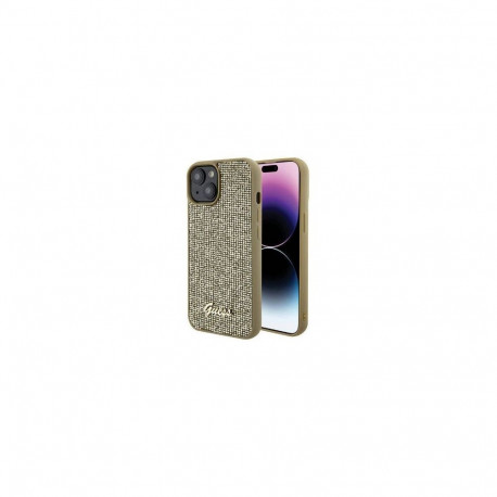 Guess Apple iPhone 15 HC PU DISCO SCRIPT METAL Gold