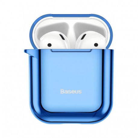 Baseus kaitseümbris Metallic Shining Ultra-thin Silicone Protector Case with Hook AirPods 1/2, sinine