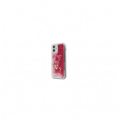 Guess - iPhone 12 mini 5.4'' Liquid Glitter Charms Cover Rapsberry