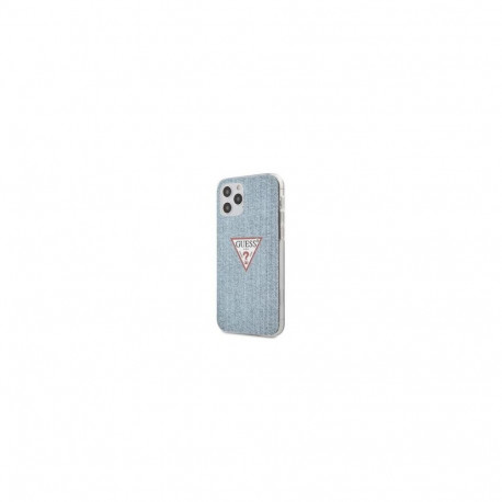 Guess - iPhone 12/12 Pro PC/TPU Denim Triangle Cover Light Blue