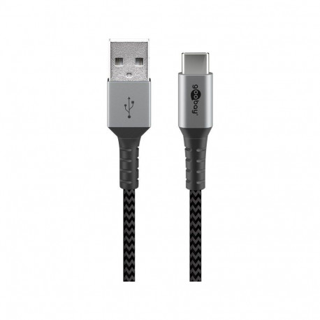 Goobay USB-C to USB-A Textile Cable with Metal Plugs