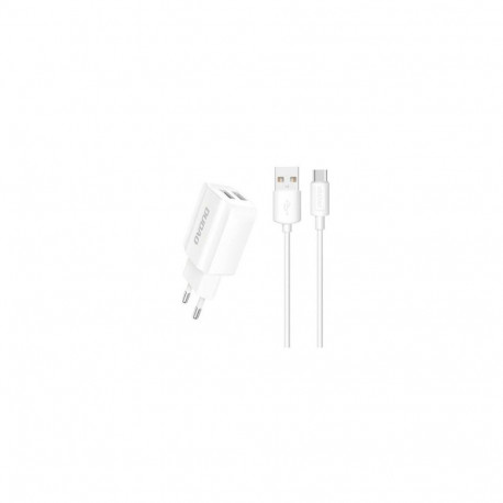 Dudao EU wall charger 2x USB 5V / 2.4A + USB Type C cable white (A2EU + Type-c white) White