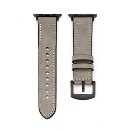 Connect Watch 42/44/45mm Silicone patch Leather Watch Strap (132mm M/L) Silver