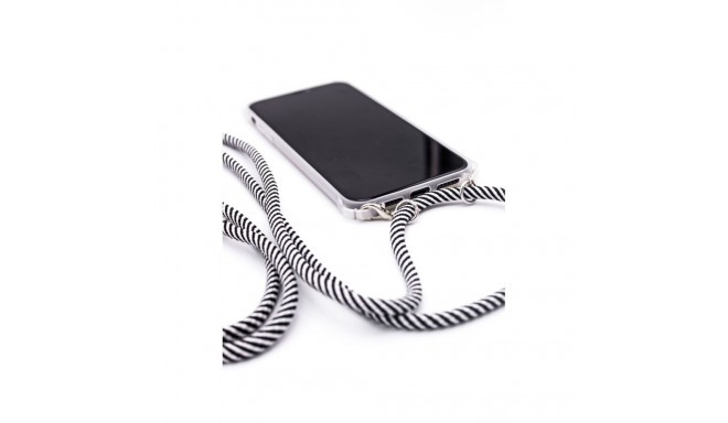 Evelatus Samsung A40s Case with rope Black Stripes Transparent