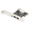 Digitus IEEE 1394a Interface Card, PCI express, 4 Port 1x ext. 1394mini, 2x ext./1x int. 1394a Ports