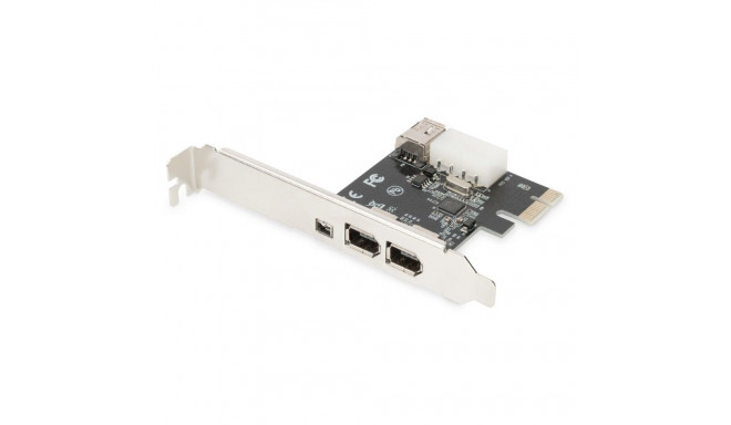 Digitus IEEE 1394a Interface Card, PCI express, 4 Port 1x ext. 1394mini, 2x ext./1x int. 1394a Ports