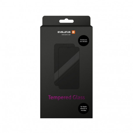 Evelatus Apple iPhone 12 Pro Max Rubber Anti-Broken 3D Glass Full Cover Japan Glue Anti-Static