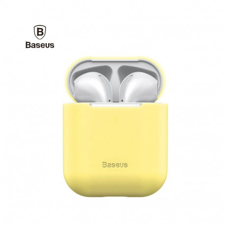 Baseus Apple Silica Series Ultra-thin Silicone Protector Case for Airpods 1 / 2 Yellow