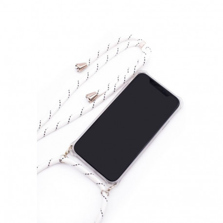 Evelatus Samsung A50s Case with rope White Stripes Transparent