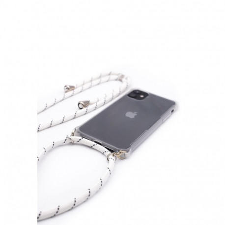 Evelatus Samsung A30s Case with rope White Stripes Transparent