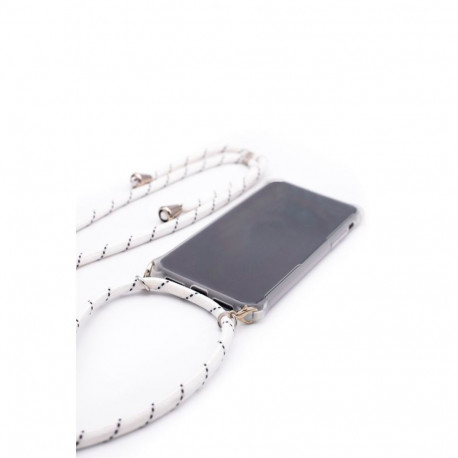 Evelatus Samsung A50 Case with rope White Stripes Transparent