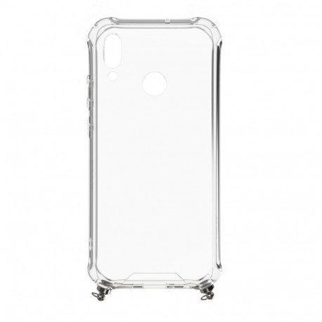 Evelatus Huawei P Smart 2019 Silicone Transparent with Necklace TPU Strap Silver