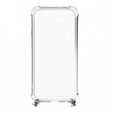 Evelatus Samsung Galaxy A70 Silicone Transparent with Necklace TPU Strap Silver