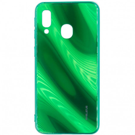 Evelatus Samsung Galaxy A40 Water Ripple Full Color Electroplating Tempered Glass Case Green