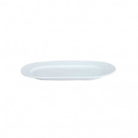 OVAL PLATE VERTICAL LINES WHITE 30CM
