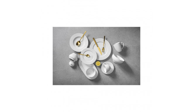 OVAL PLATE VERTICAL LINES WHITE 30CM