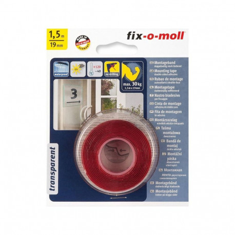 kahepoolne liimiteip 30kg 1,5m x 19mm