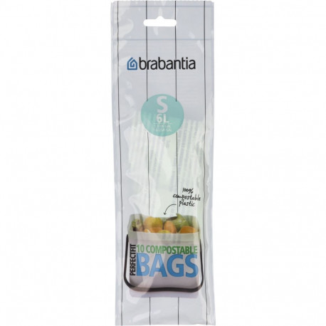 Brabantia PerfectFit prügikoti komposteeruv Type S, 6 l, 10 kotti