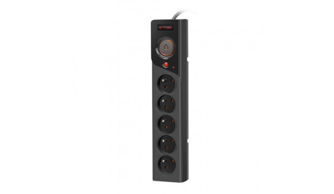 SURGE PROTECTOR ARMAC Z5 3M 5X FRENCH OUTLETS 10A CABLE ORGANIZER BLACK