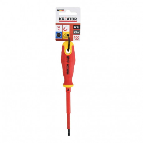 Insulated Screwdriver Slotted KREATOR KRTH20403 100mm SL4 VDE