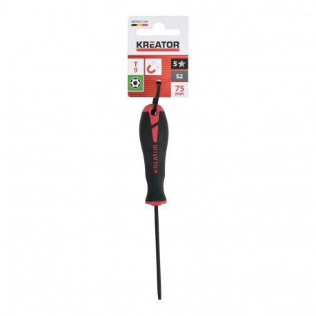 Kreator KRTH21104 Torx screwdriver, 75mm, T9, S2 steel, magnetic tip, anti-slip handle