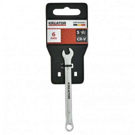 Combination Open-Ring Spanner 6, 100mm Kreator KRTH30401 Chrome Vanadium