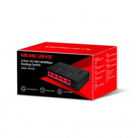 The Mercusys MS105G is a compact 5-port Gigabit desktop switch designed to expand y