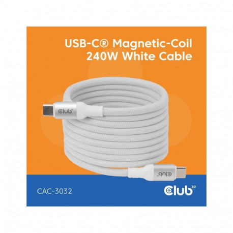 CABLE USB-C TO USB-C 2M/MAGNETIC WHITE CAC-3032 CLUB3D